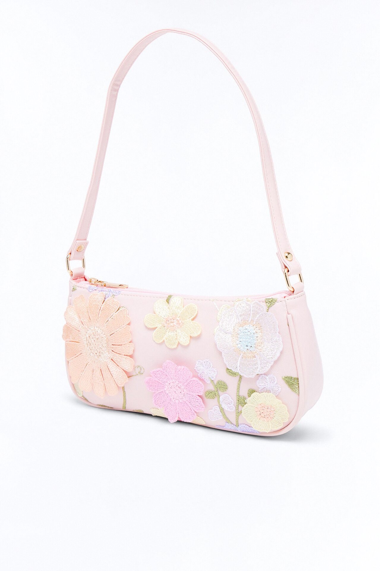 Flower Power Faux Leather 3D Shoulder Handbag - Pink