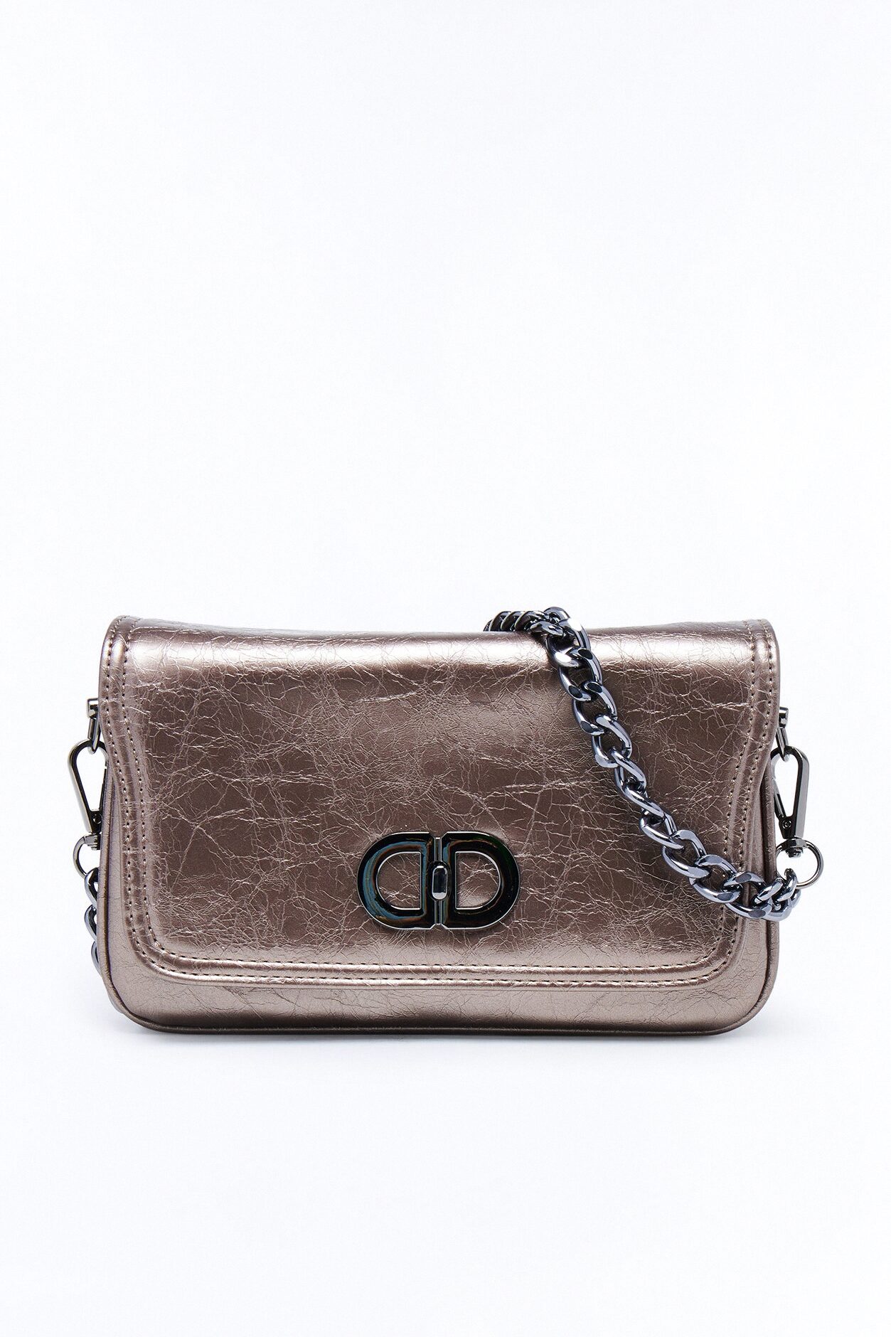Shining Muse Faux Leather Shoulder Bag - Gunmetal