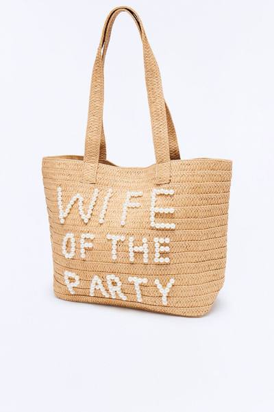 Wife Of The Party Straw Tote - Natural/Combo