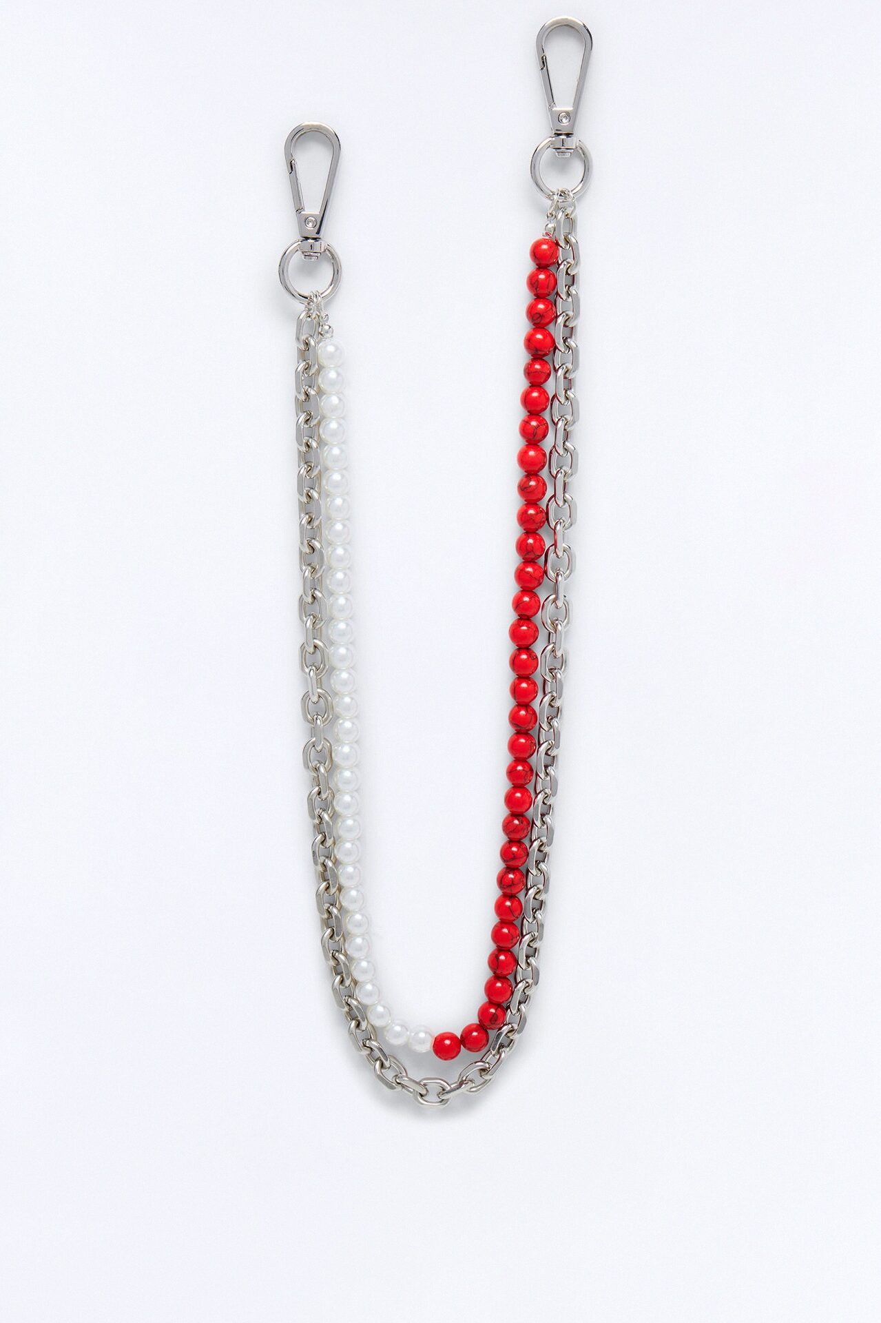 Crimson And Pearl Layered Pant Chain - Silver