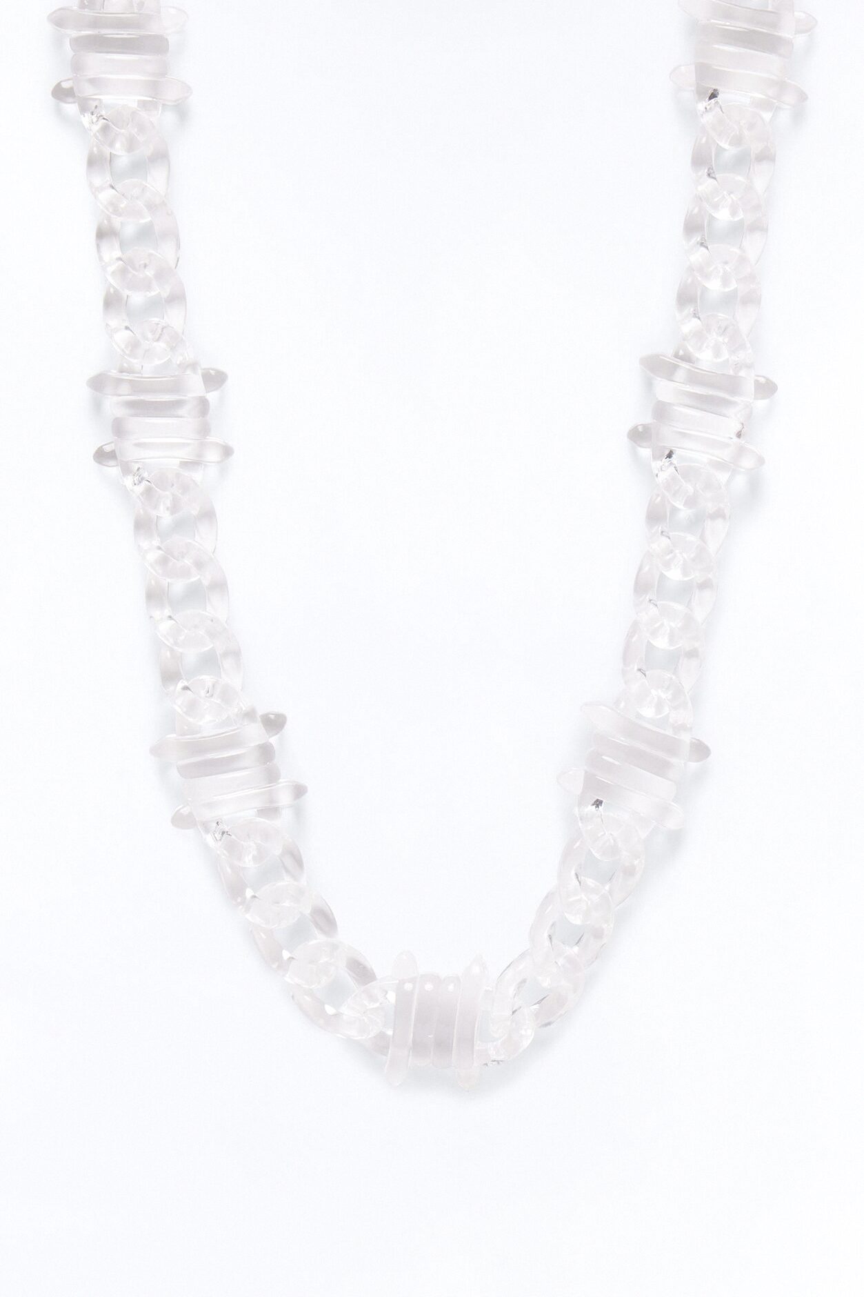 Thick Clear Barbed Wire Cuban Chain Necklace - Clear