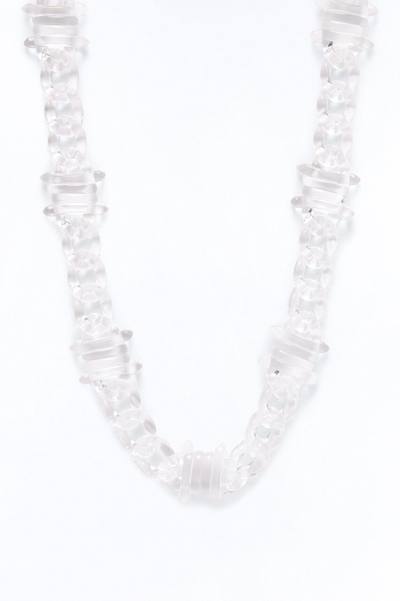 Thick Clear Barbed Wire Cuban Chain Necklace - Clear