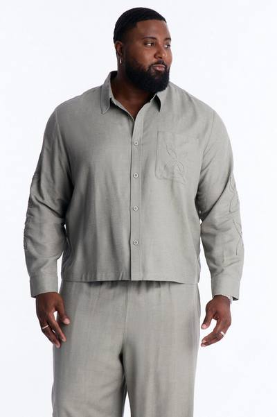 Tropical Fearless Button Up Shirt - Sage