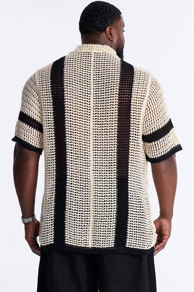 Casa Del Sol Crochet Button Up Shirt - Cream