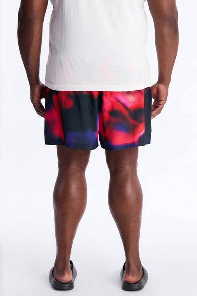 Relaxed Futuristic Abstract Acid Blur Swim Trunk 4″ - Black