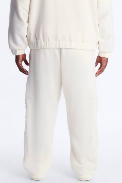 Embroidery Fleur Straight Sweatpants - Cream