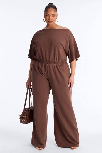 Sunday Lounge Wide Leg Jumpsuit - Chocolate
