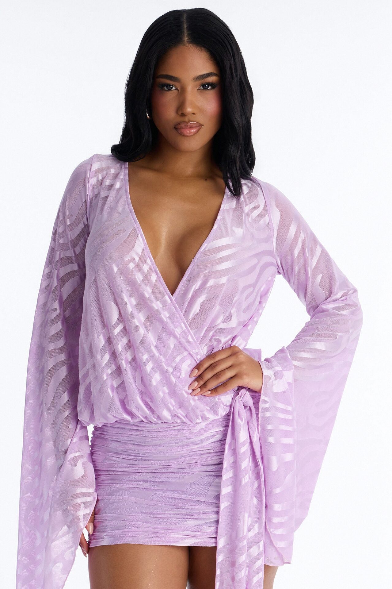 Charlie Mesh Mini Dress - Lavender
