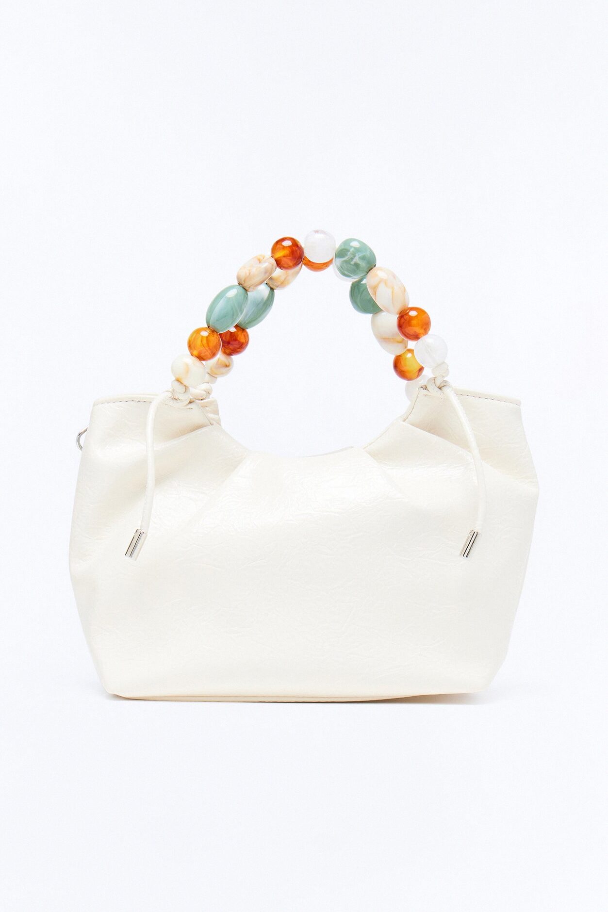 Radiance Gem Faux Leather Shoulder Handbag - Ivory