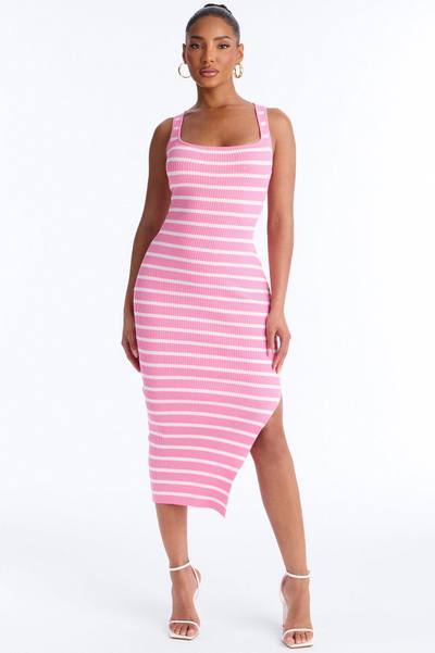 Astrid Striped Sweater Midi Dress - Pink/combo