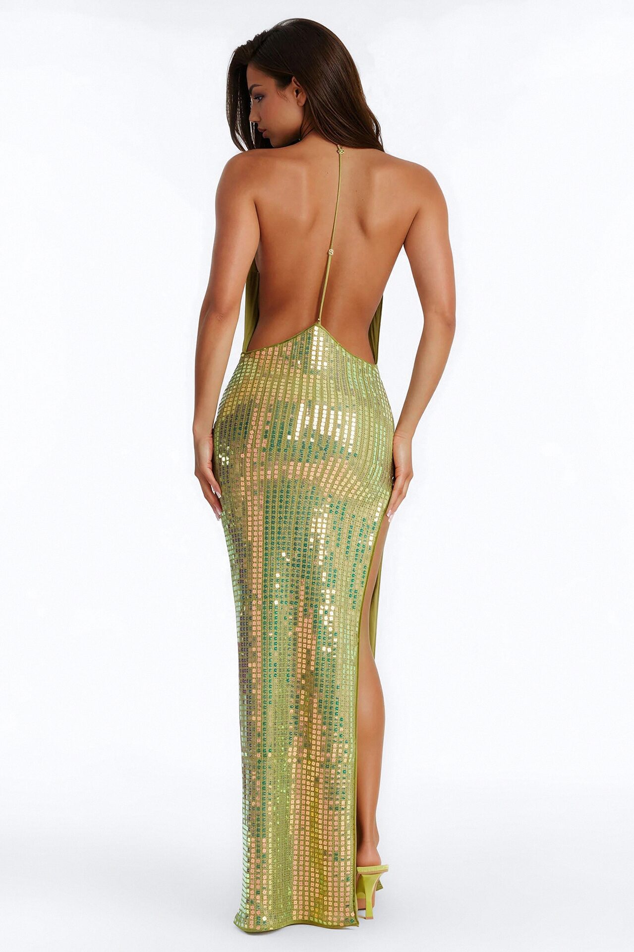 Island Stardust Crochet Maxi Dress - Green