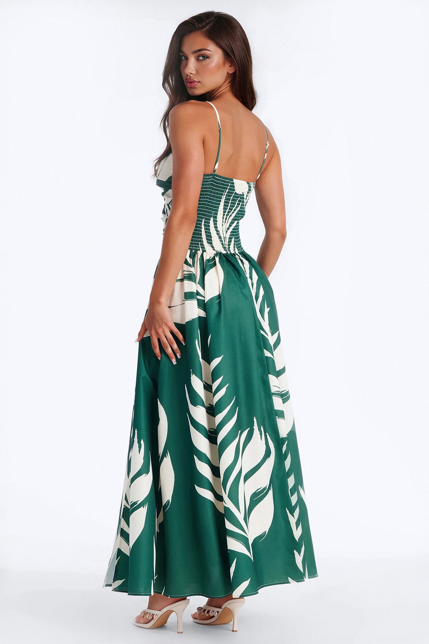 Fresh Breeze Linen Maxi Dress - Green/combo