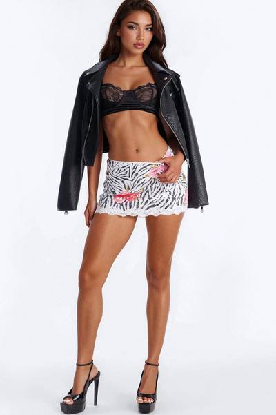Wild Love Sequin Embellished Mini Skirt - Black/combo