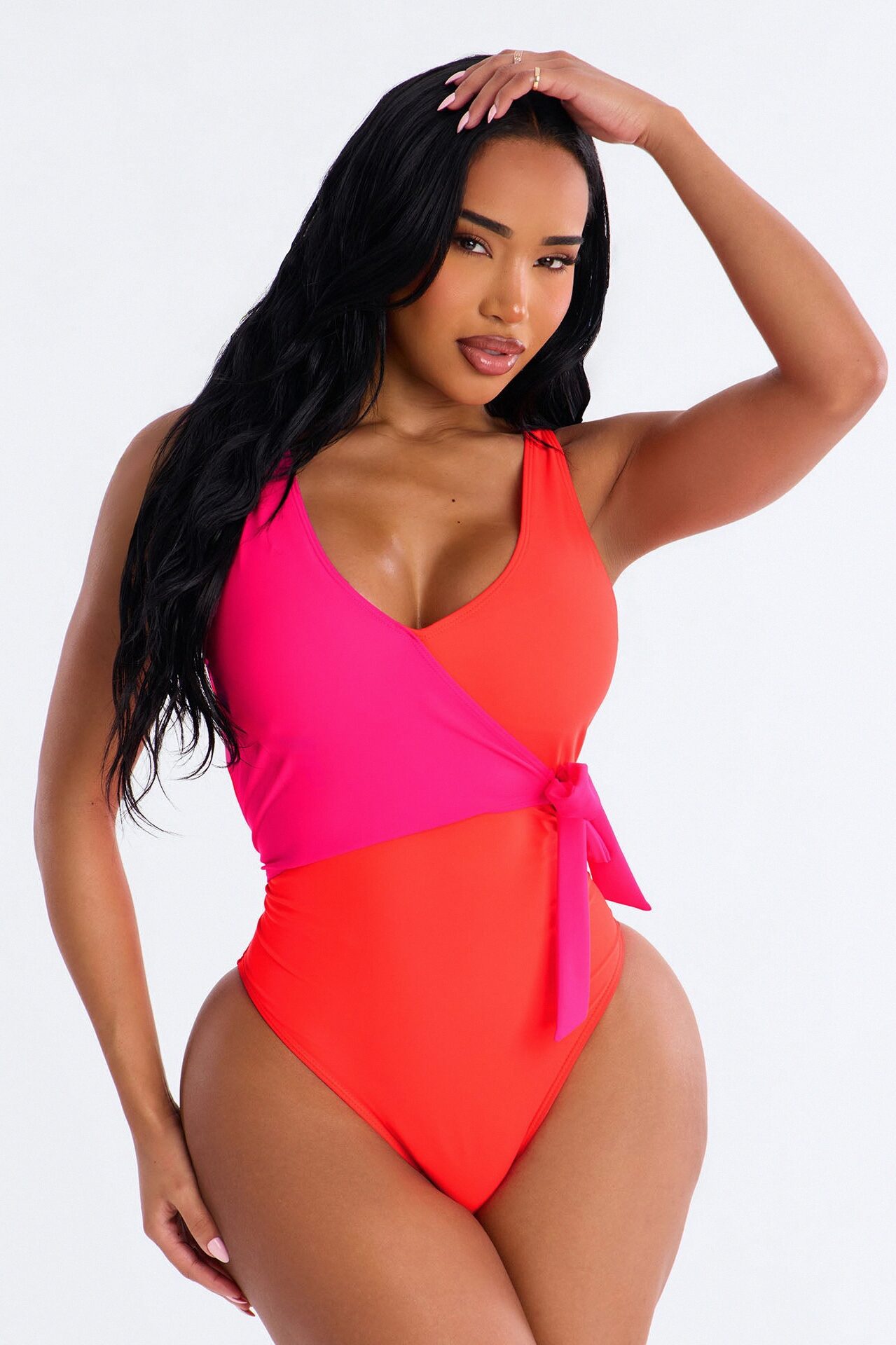 Sun And Sand Colorblock 1 Piece Swimsuit - Orange/combo