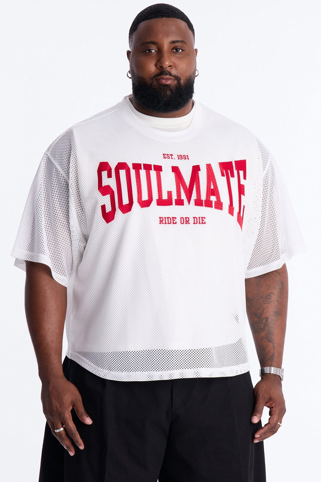 Soulmate Open Hole Mesh Top - White