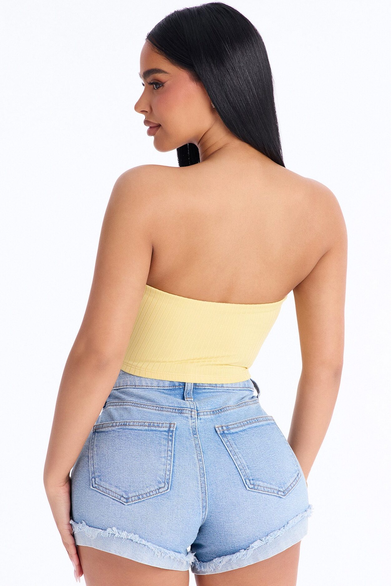 Masha Double Lined Ribbed Tube Top - Butter Yellow