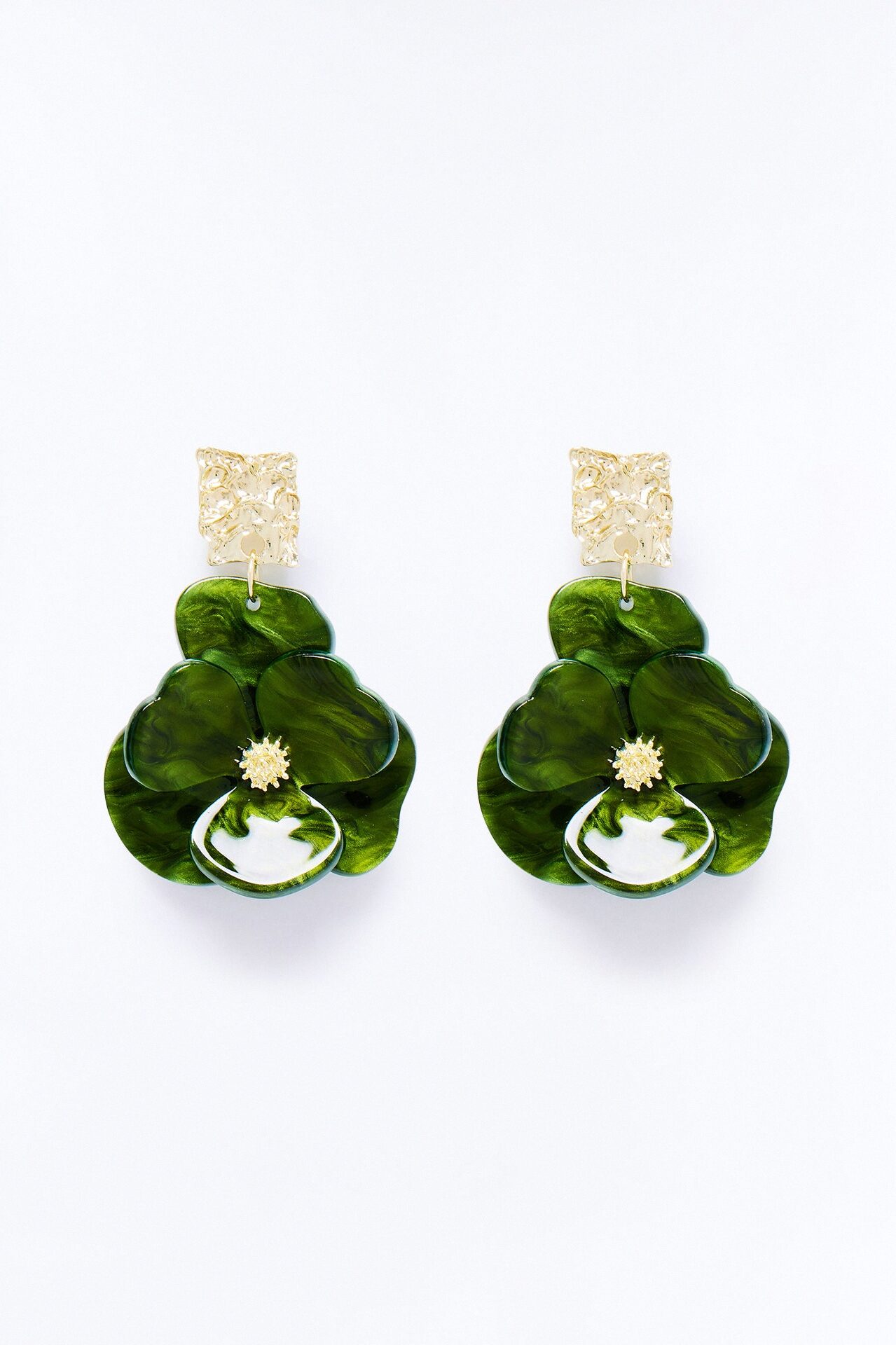Blossom Belle Drop Earrings - Gold/Green