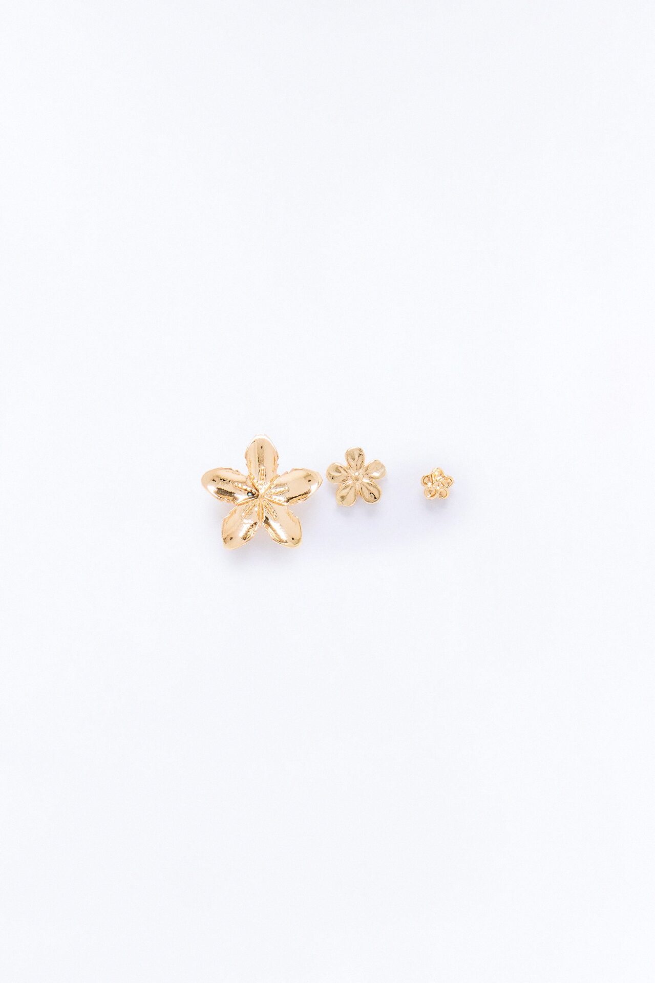 Aloha Flower 3 Pair Stud Earring Set - Gold