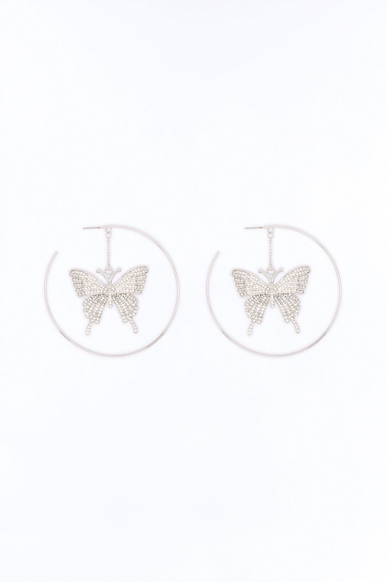 Wings Of An Angel Hoop Earrings - Silver