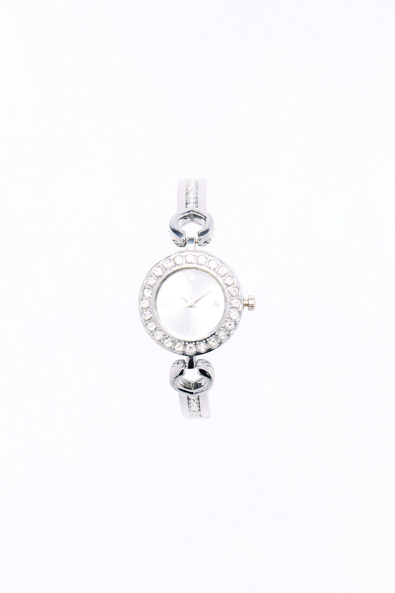 Don't Waste My Time Rhinestone Watch - Silver