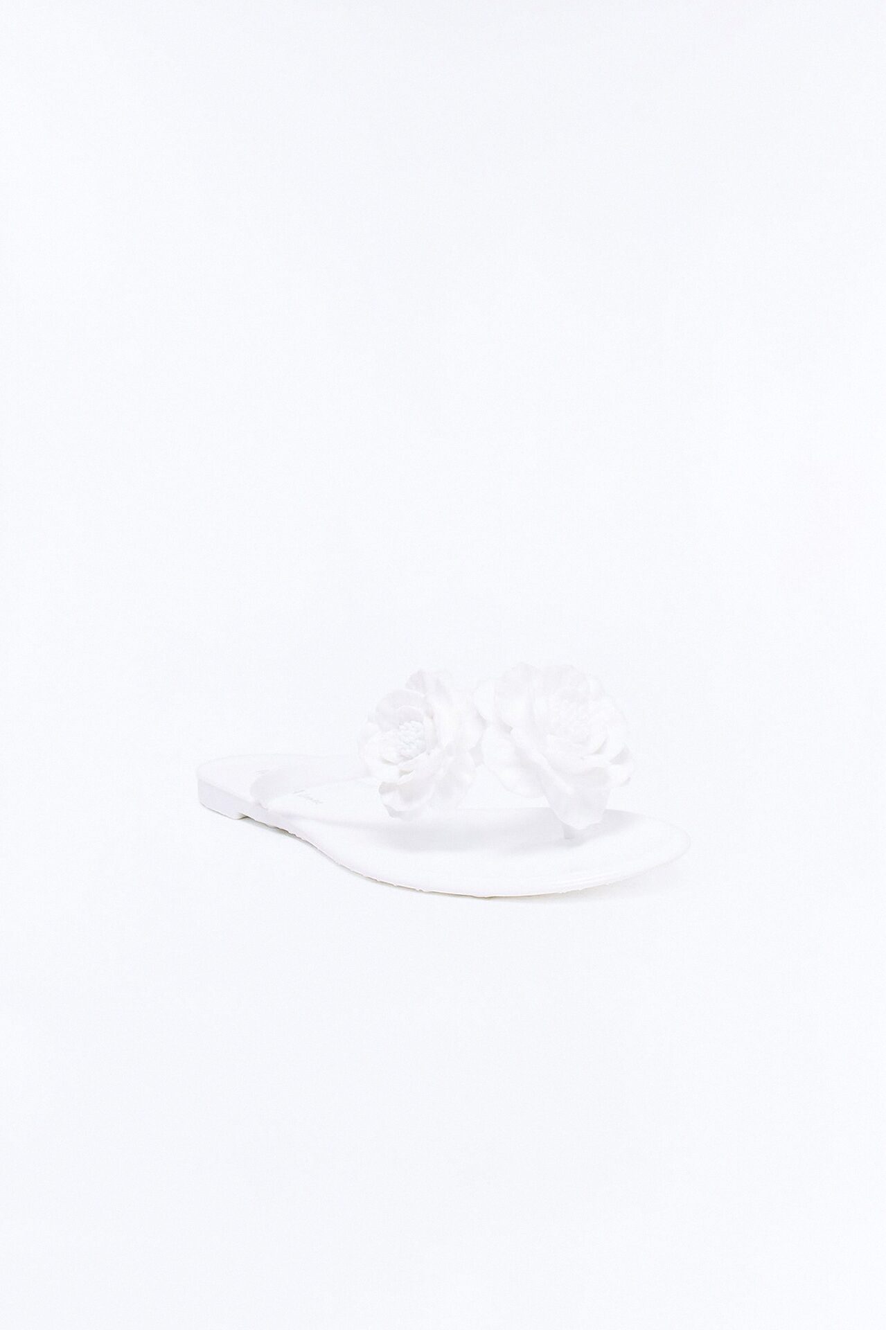 Frenchie Flower Flip Flops - White