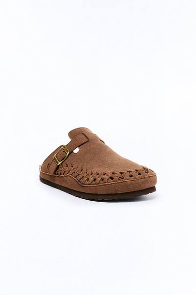 Woven Faux Suede Slip On Mule - Brown