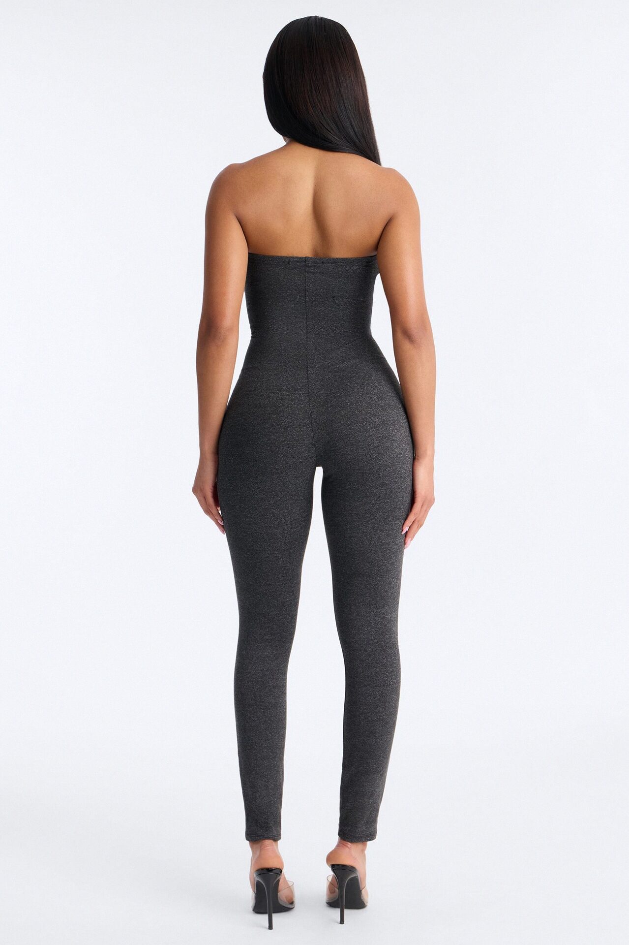 Body Language Skinny Strapless Catsuit - Charcoal