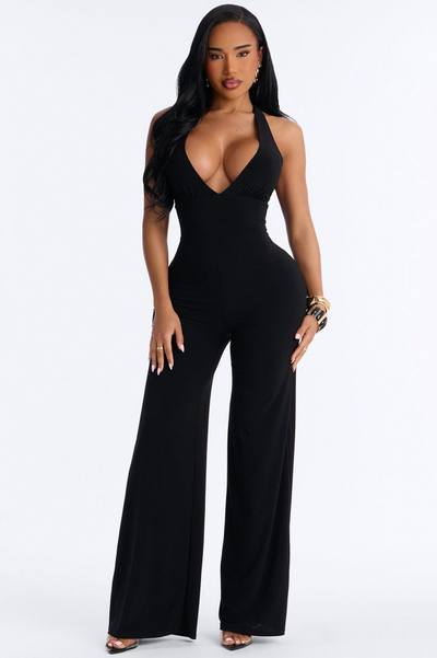 Kenna Halter Chain Jumpsuit - Black