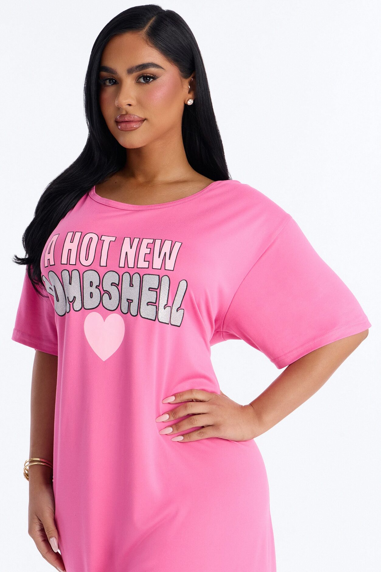 Hot New Bombshell Oversized Sleep Shirt - Hot Pink