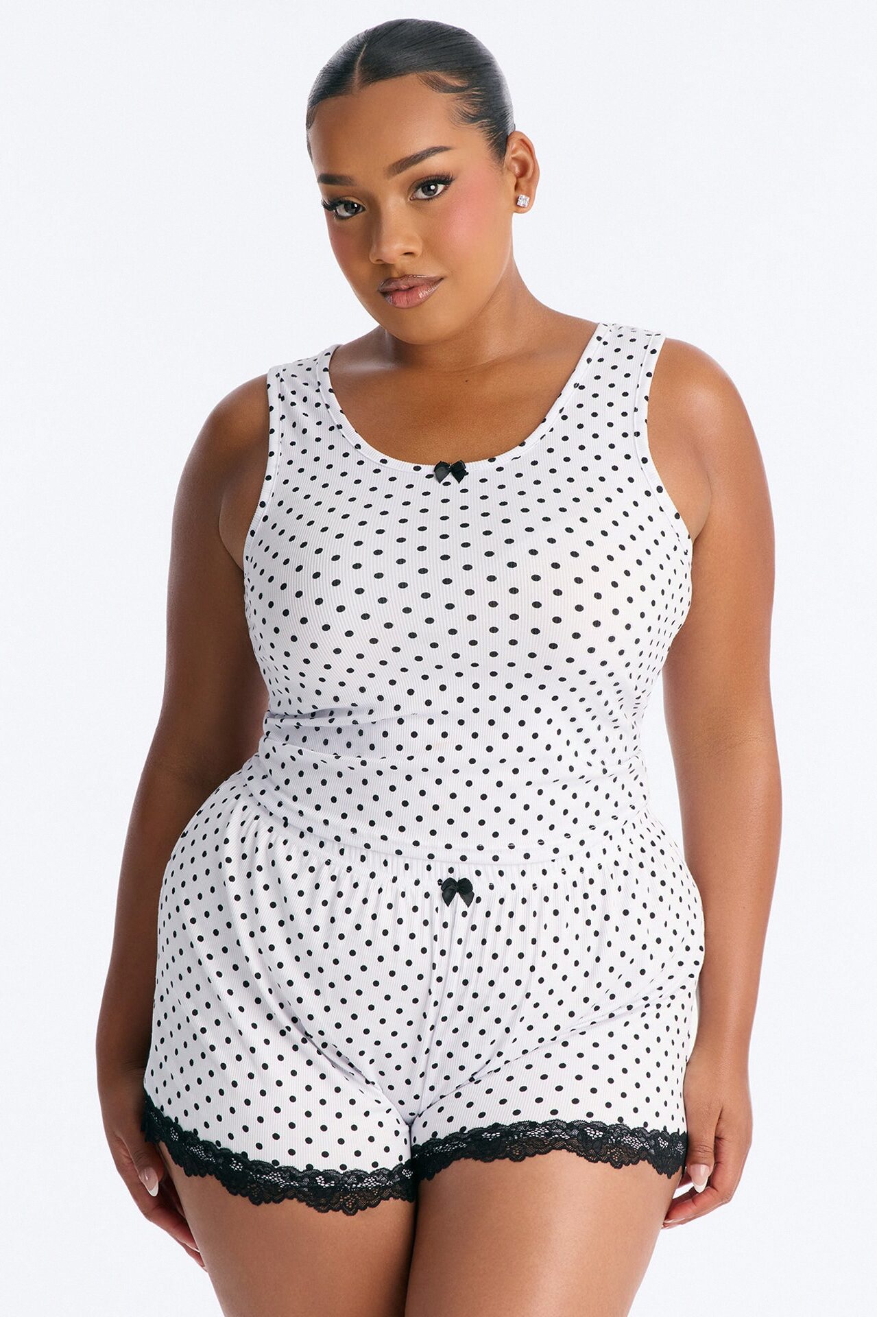 Stay Fresh Polka Dot PJ Short Set - White/Black