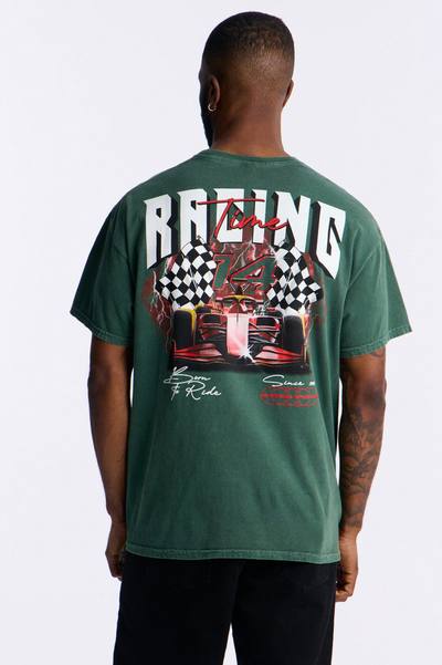 Racing Time Oversized Short Sleeve Tee - Green