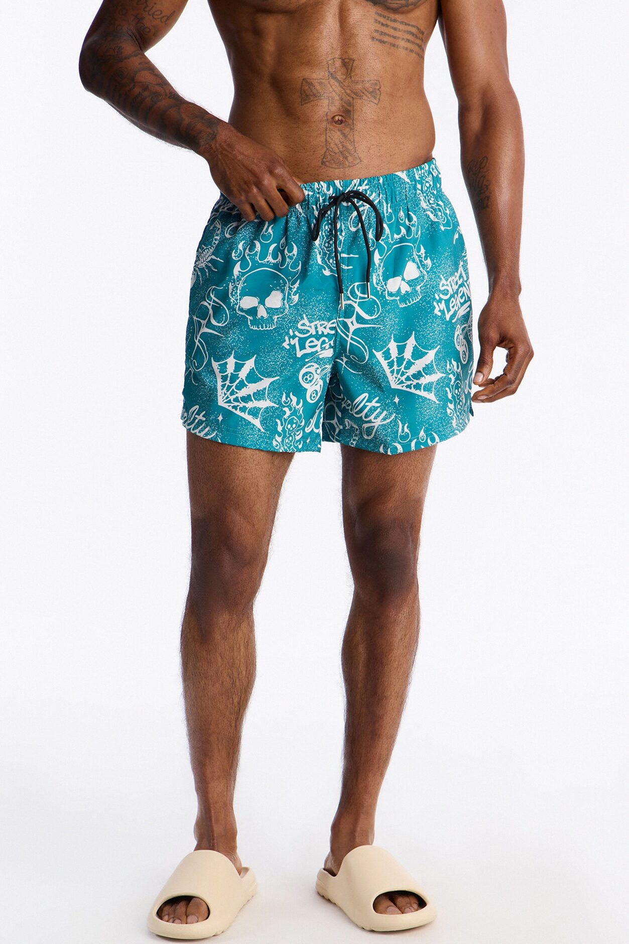 Street Legend All Over Printed Swim Trunk 4″ - Teal