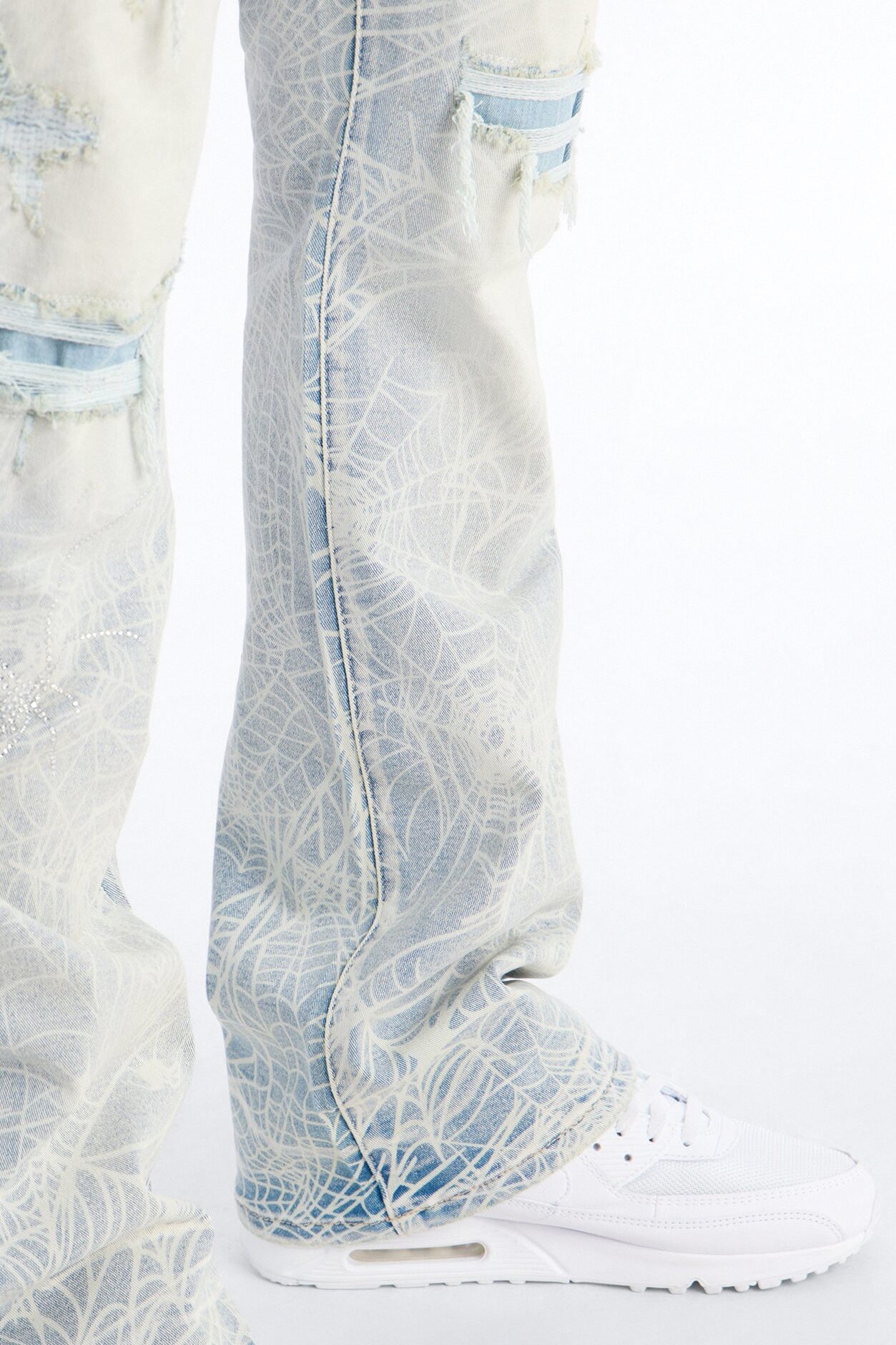 Stacked Skinny Flare Eternal Jeweled Web Jean - Light Wash