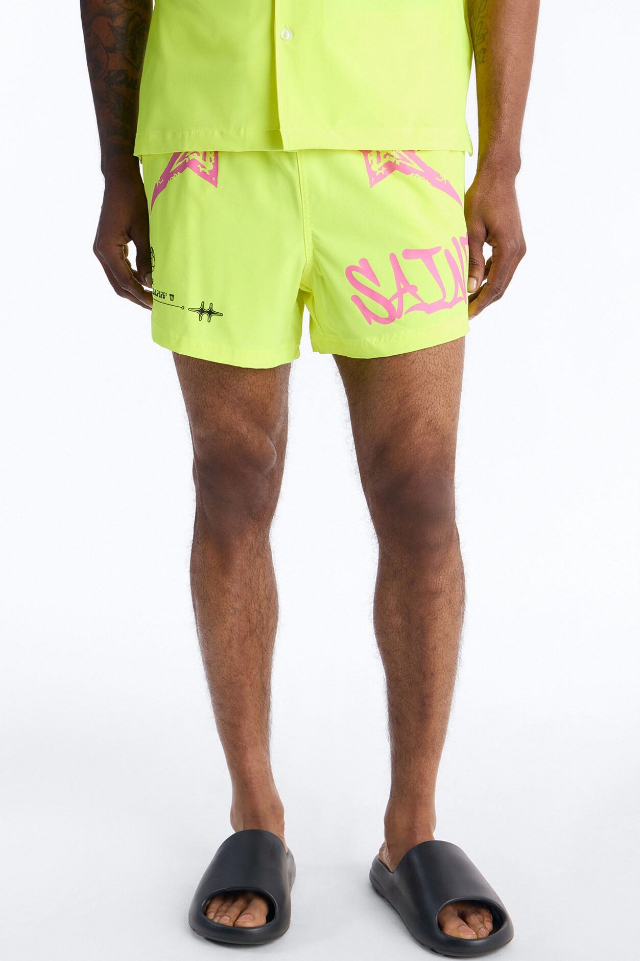 Saints And Stars Swim Trunk 4″ - Yellow