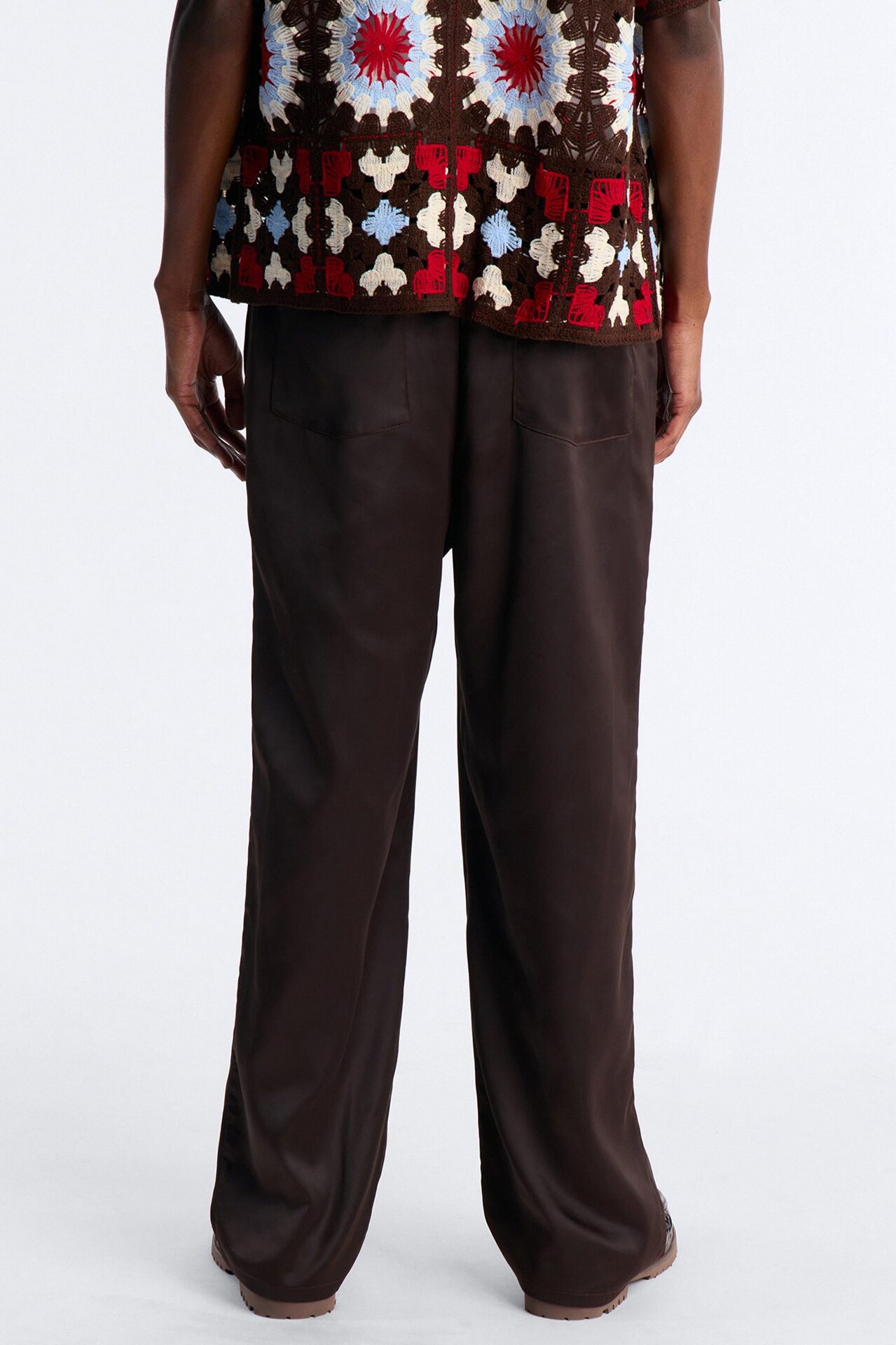 Relaxed Liquid Shadow Pleated Trouser - Brown