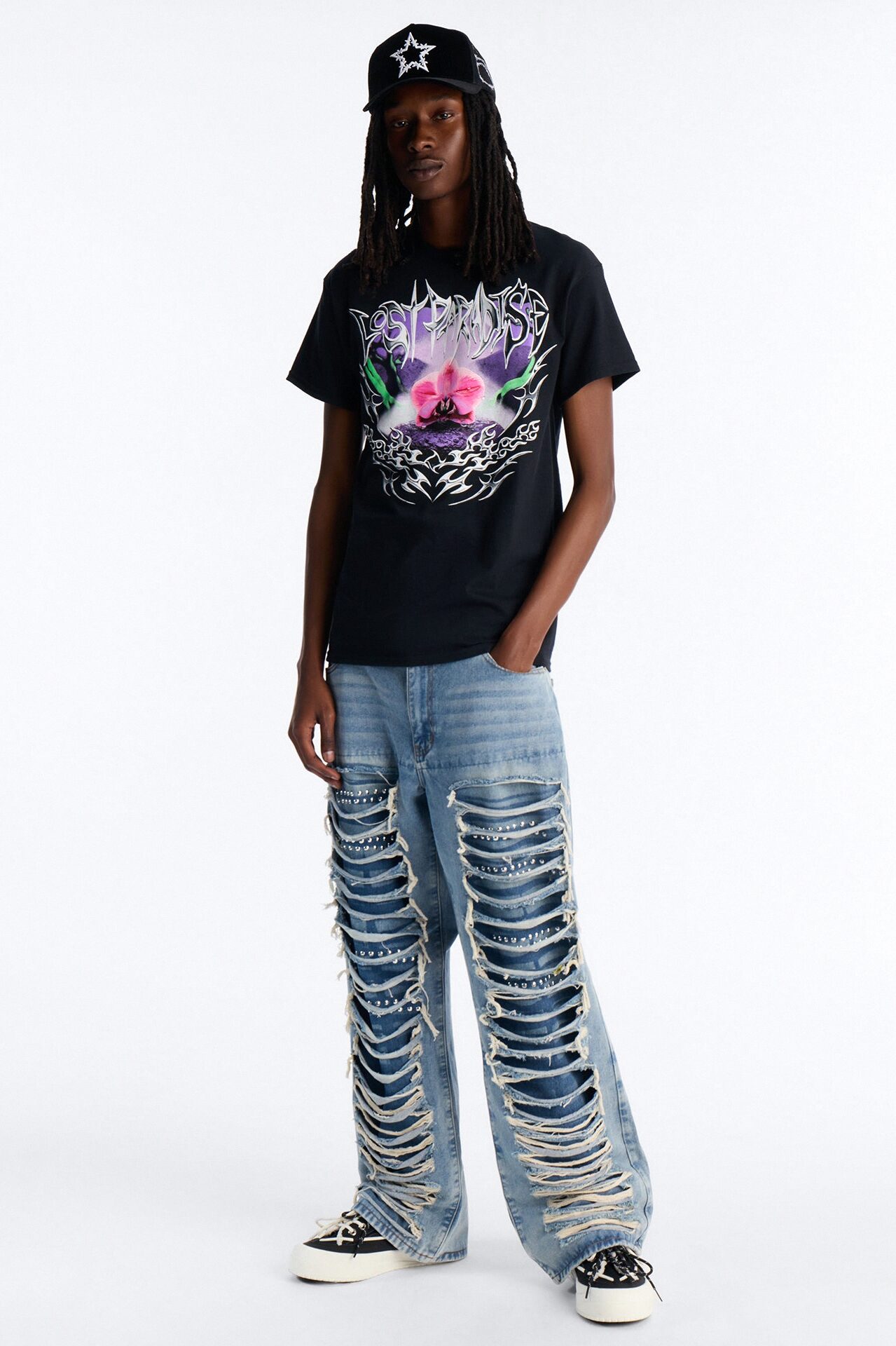 Baggy Studded Mayhem Jean - Light Wash