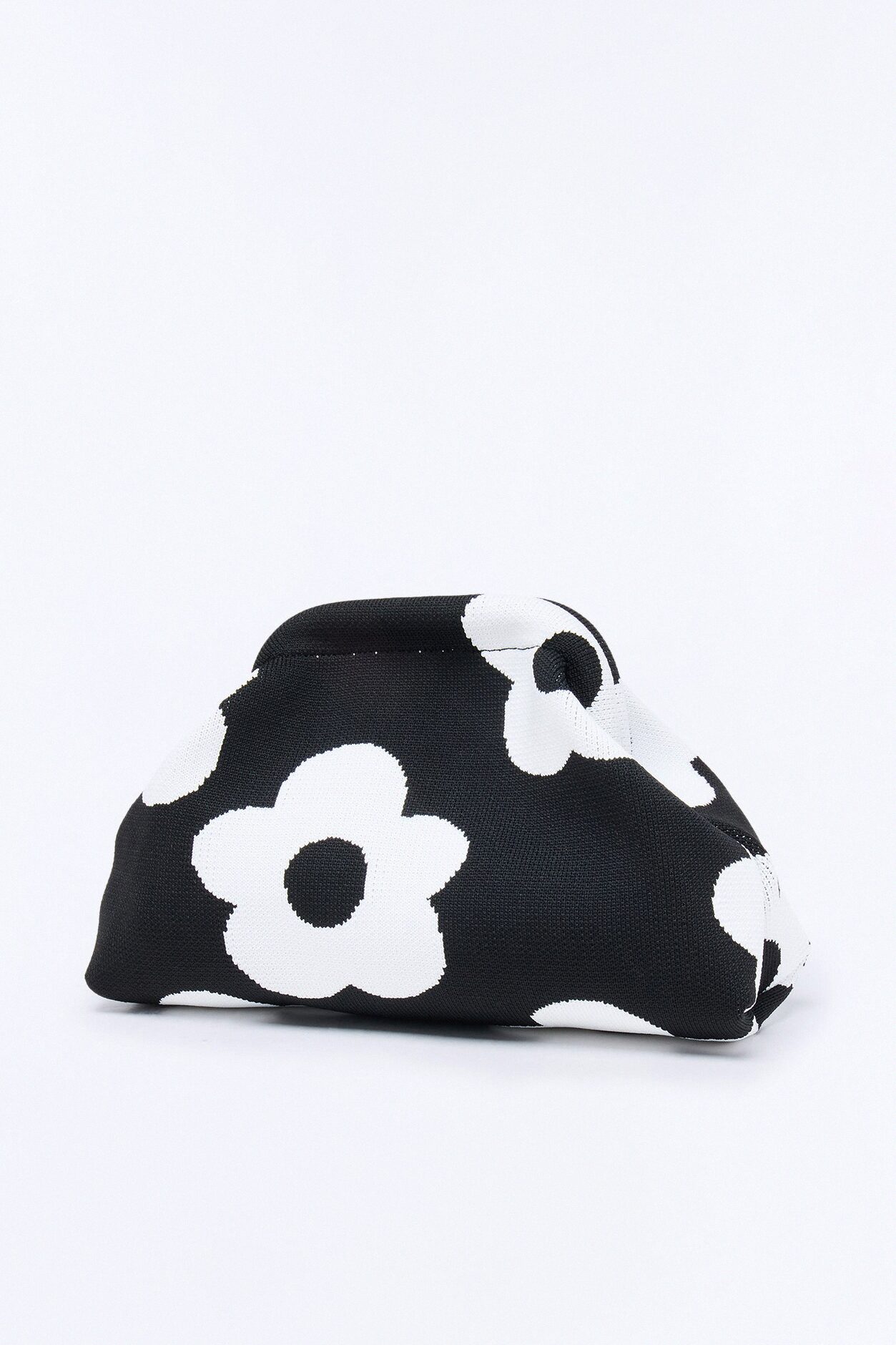 Buy My Own Flowers Floral Clutch - Black/White