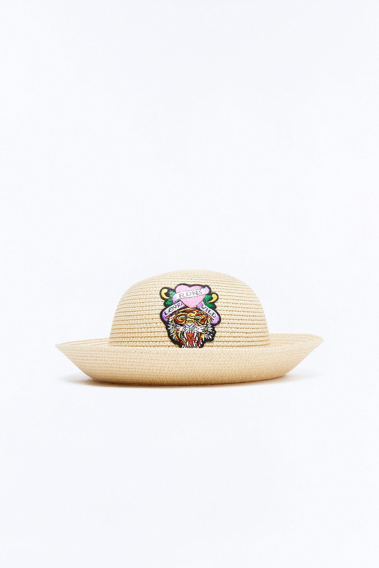 Wild Tiger Ed Hardy Straw Bucket Hat - Natural/Combo