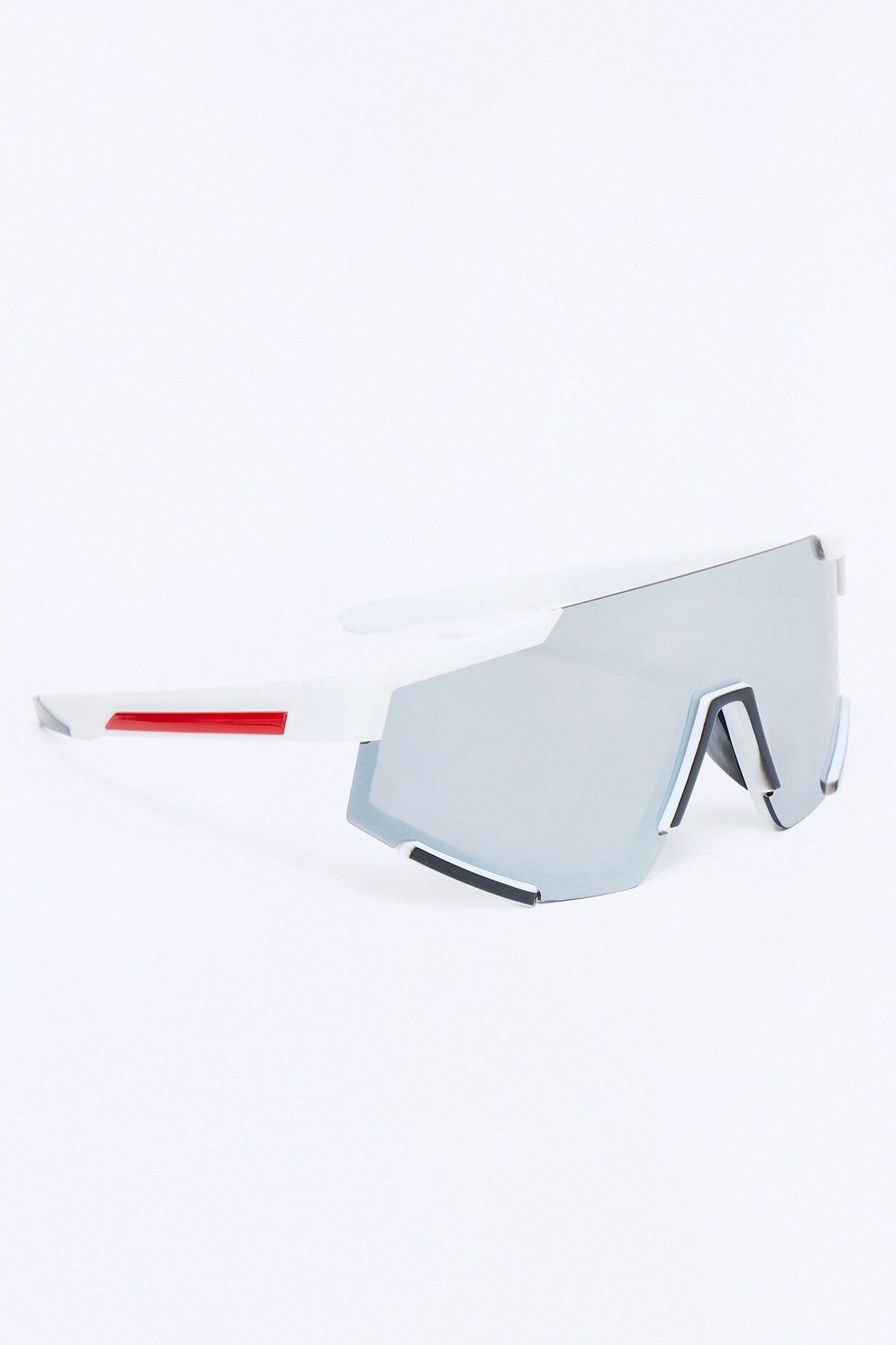 Striving Forward Sport Wrap Sunglasses - Silver/Red