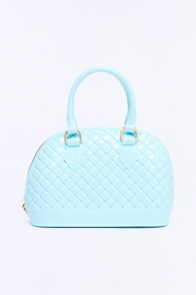 Candy Cove Woven Jelly Satchel Handbag - Blue