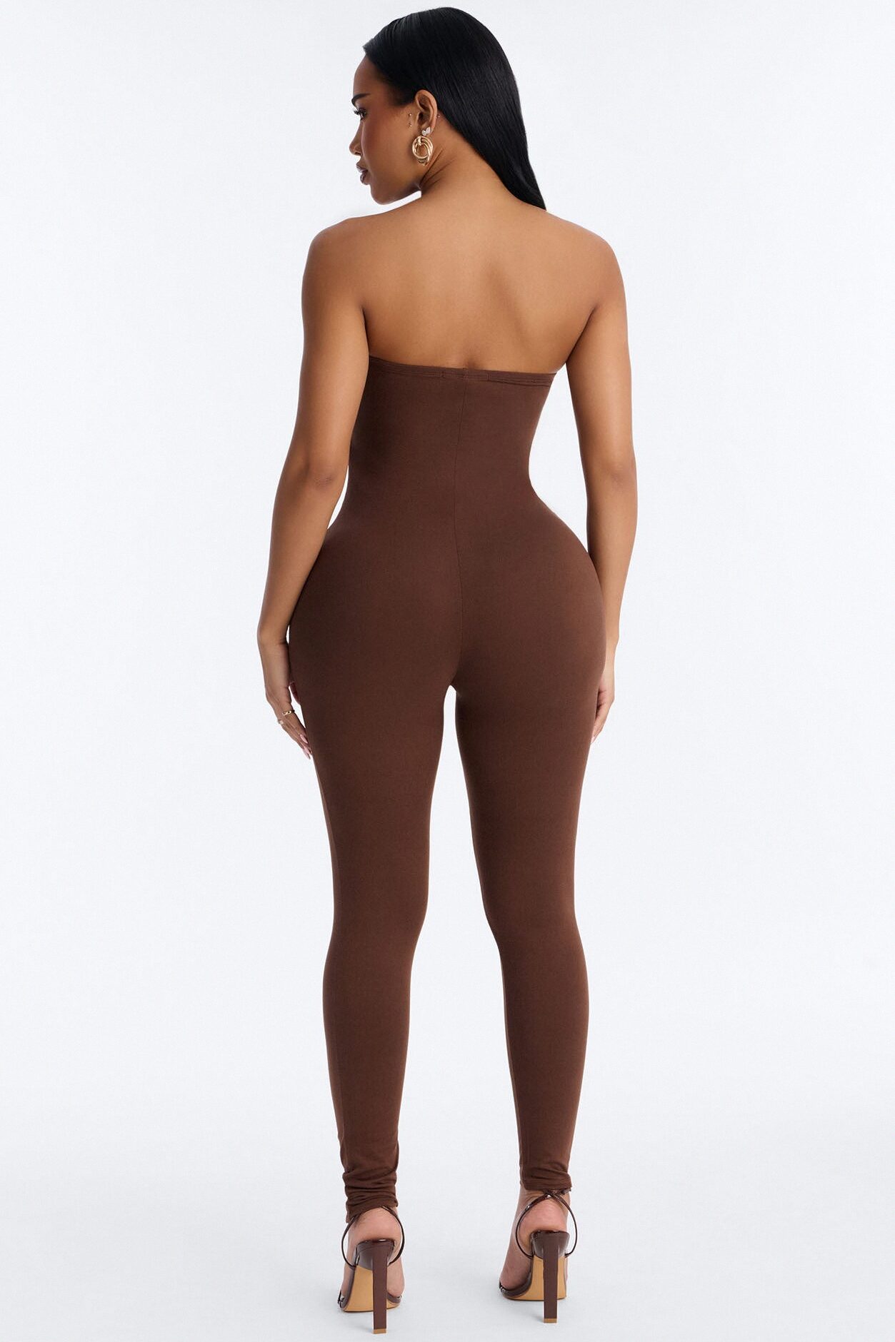 Body Language Skinny Strapless Catsuit - Brown