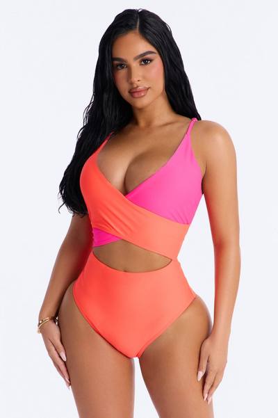 Zuma Beach 1 Piece Swimsuit - Orange/combo