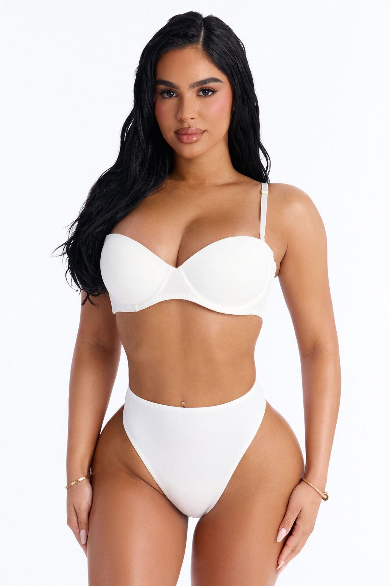Quick Push Strapless Balconette Bra - White