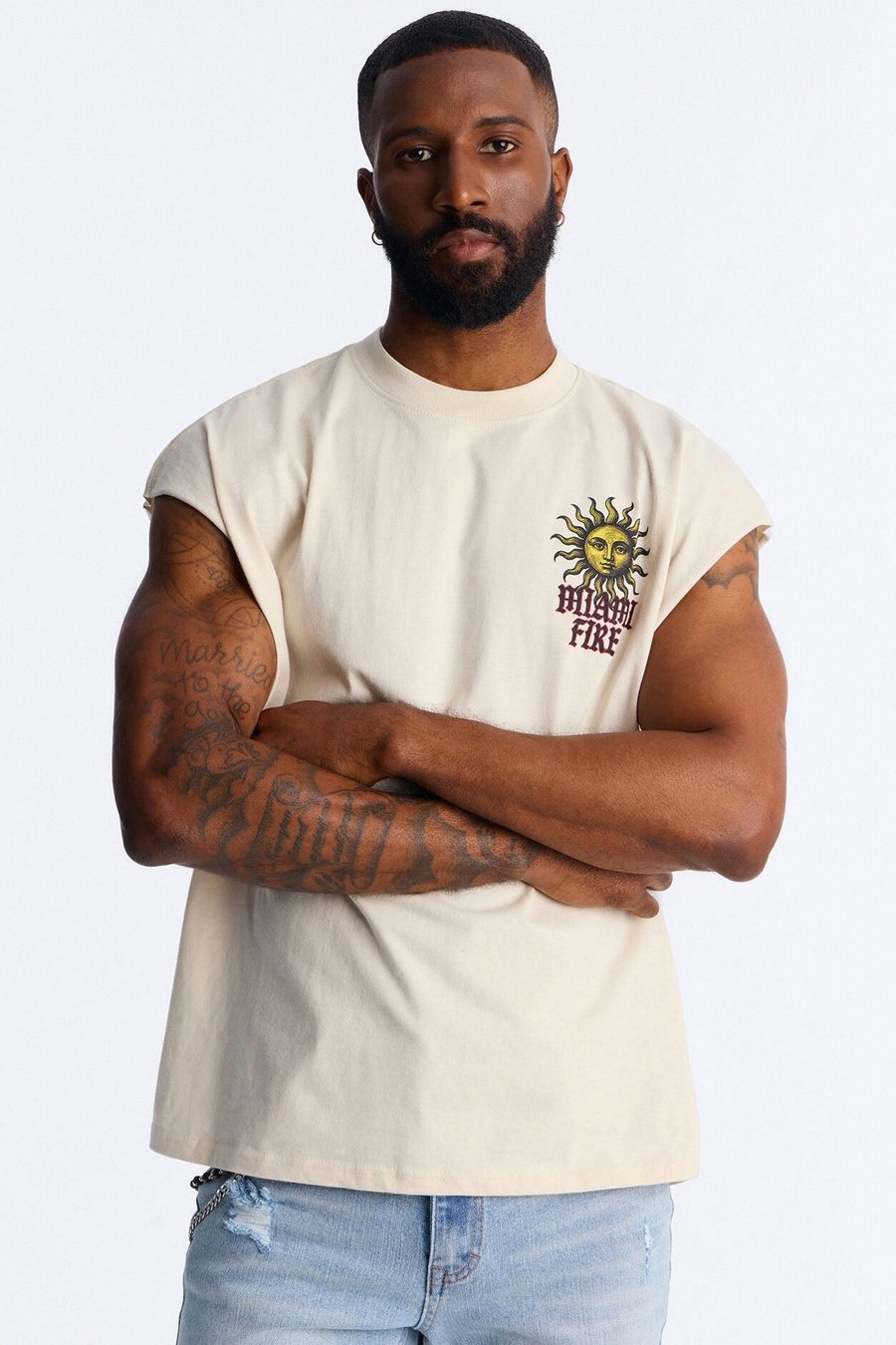 Miami Fire Vintage Muscle Tee - White