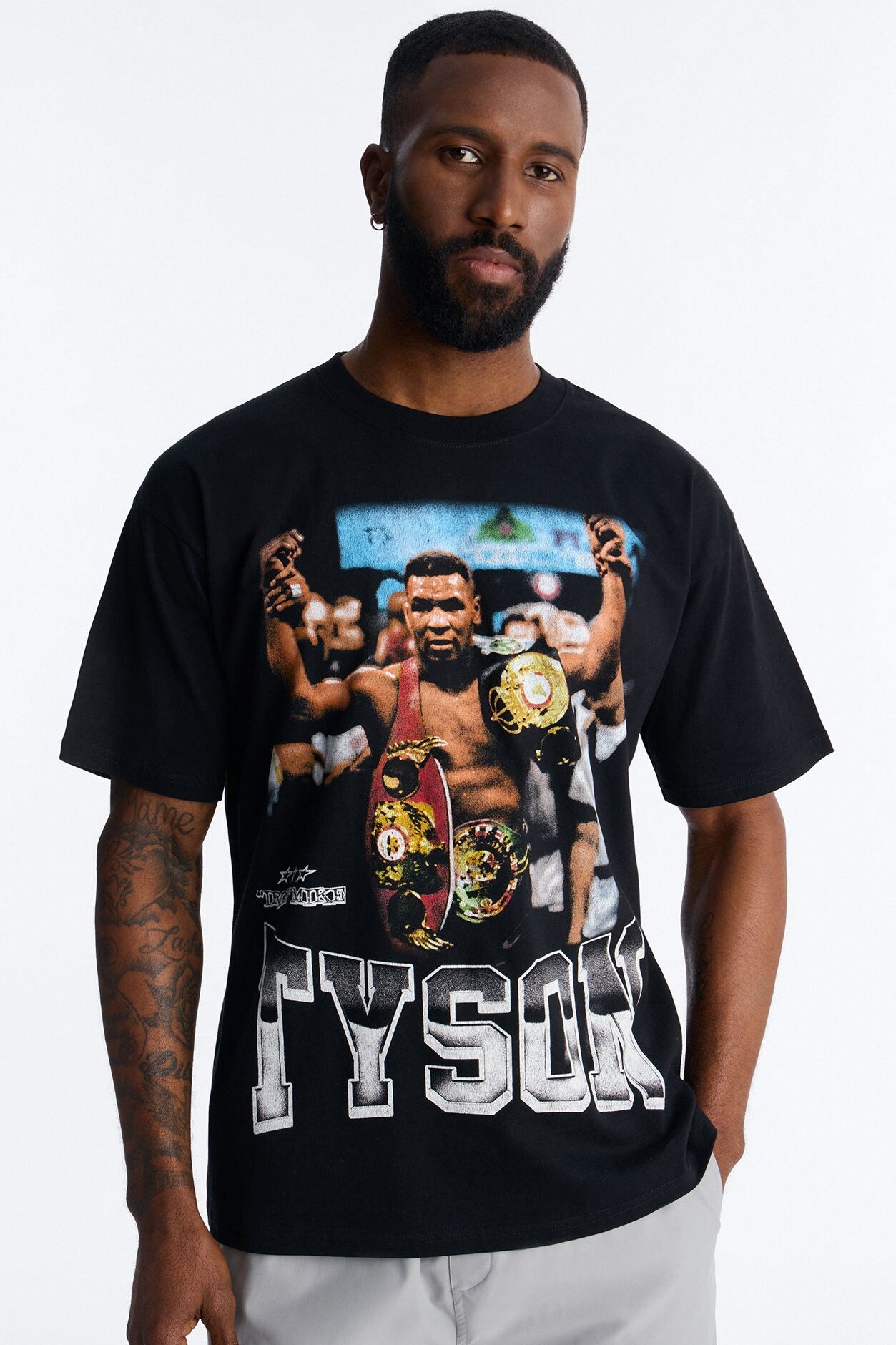 Mike Tyson Knockout Tour Heavy Weight Oversized Short Sleeve Tee - Black
