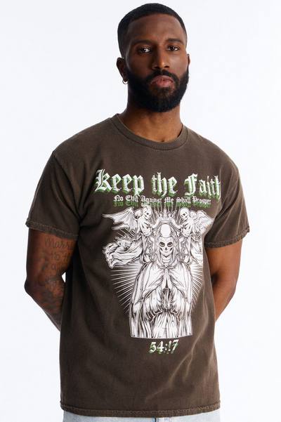 Keep The Faith Always Vintage Short Sleeve Tee - Brown