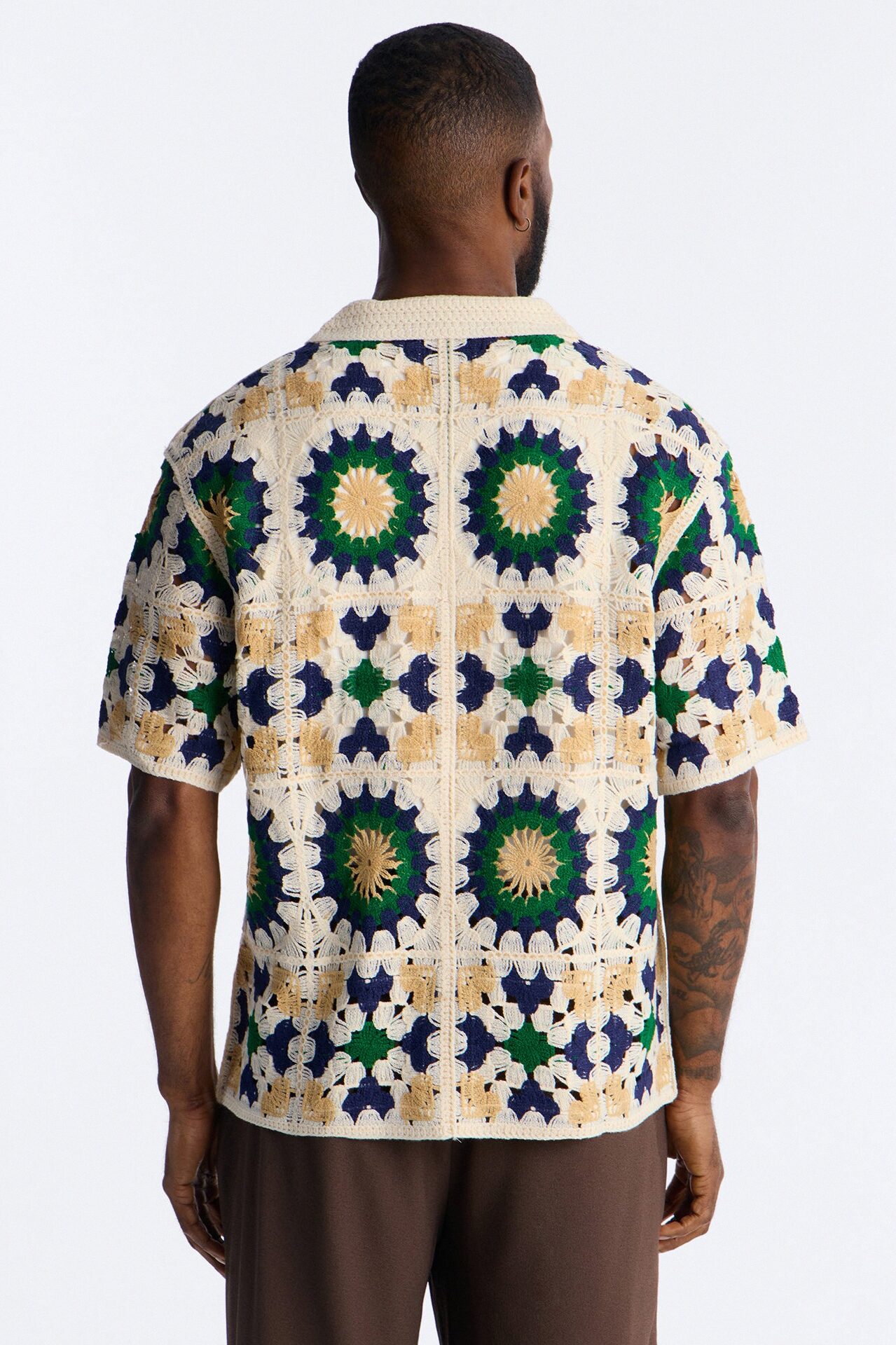 Desert Hues Crochet Button Up Shirt - Cream
