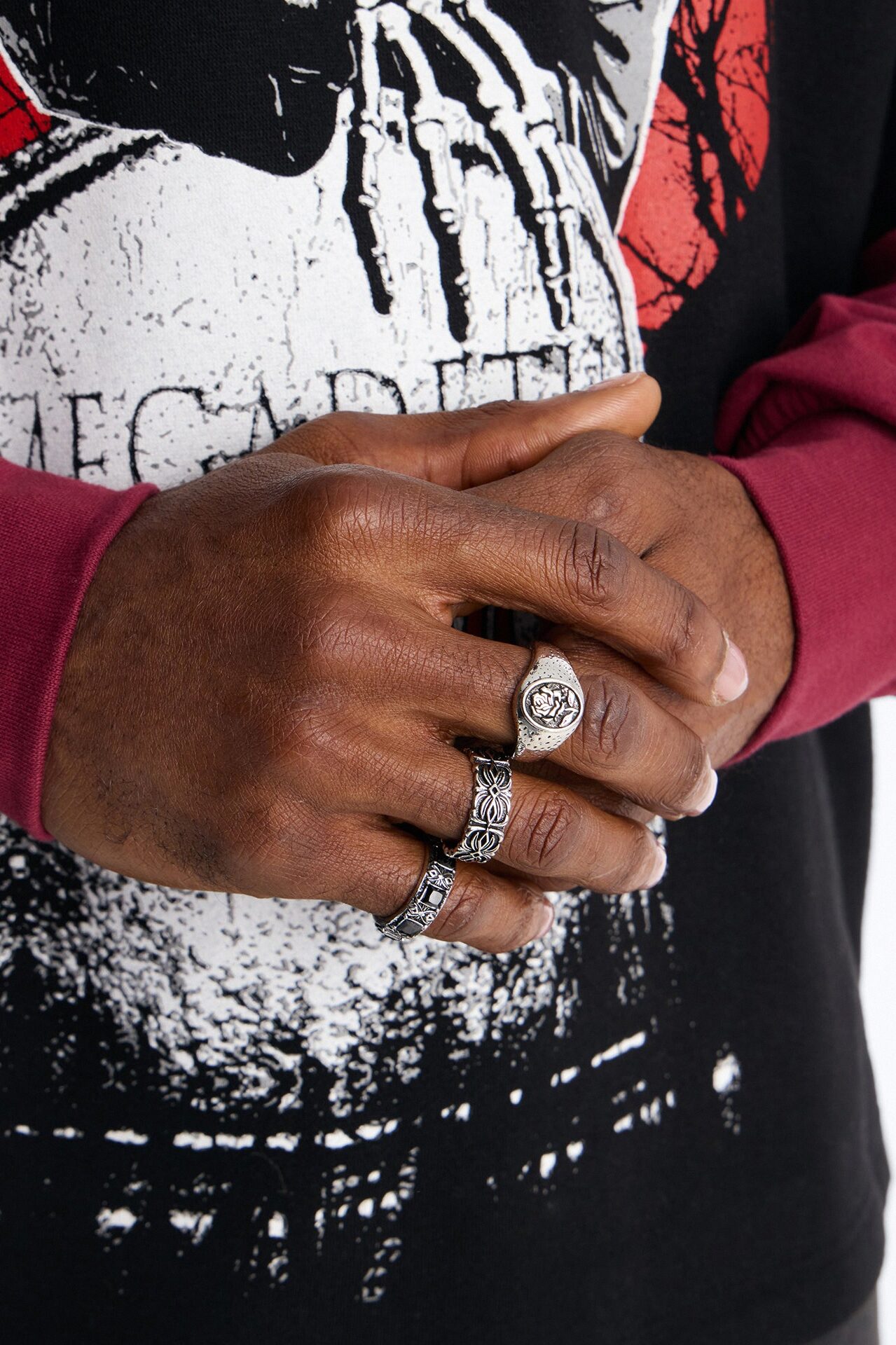 Darkening Rose Multi Size Ring Set - Silver