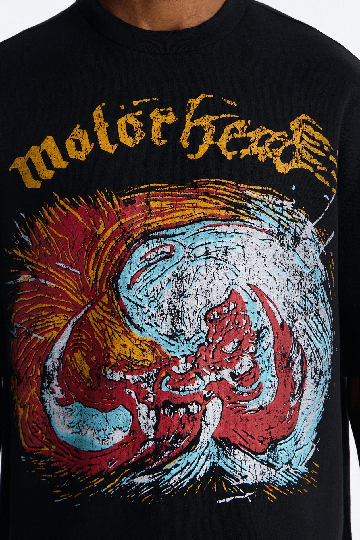 Motorhead Another Perfect Tour 1983 Oversized Fleece Tee - Black Wash