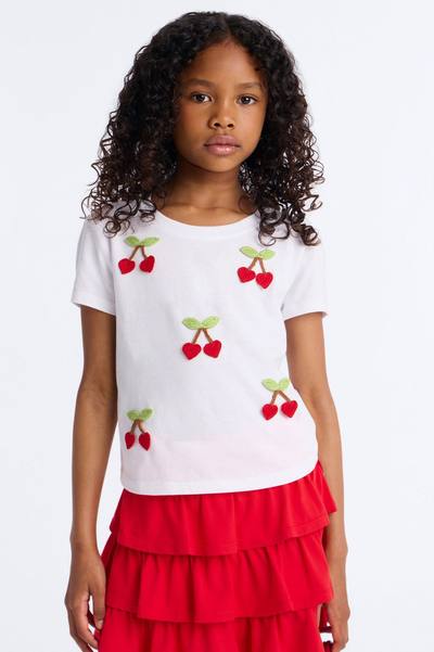 Mini Cherry Happy Skirt Set - Red/White